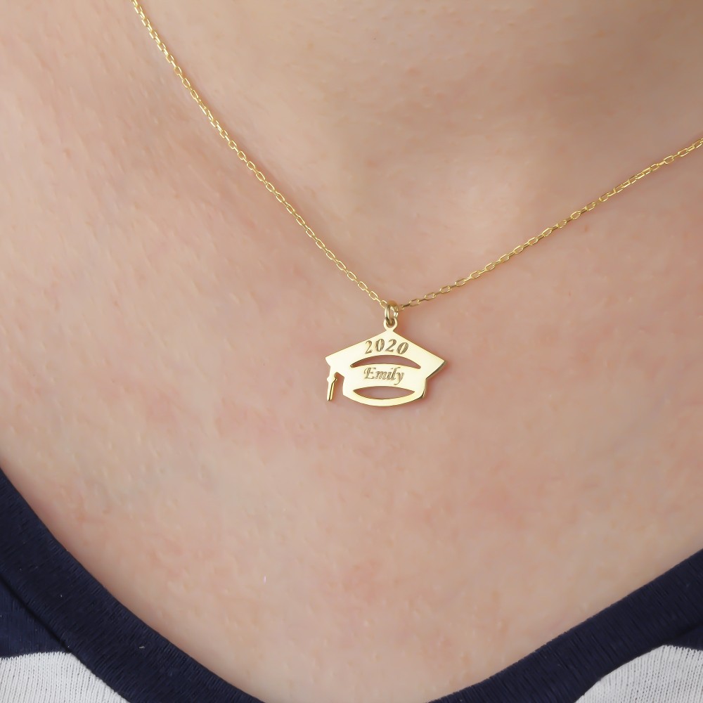 Glorria 925k Sterling Silver Personalized Name Graduation Necklace