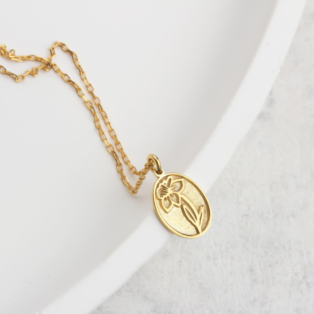 Glorria 925k Sterling Silver Personalized Birth Flower Necklace