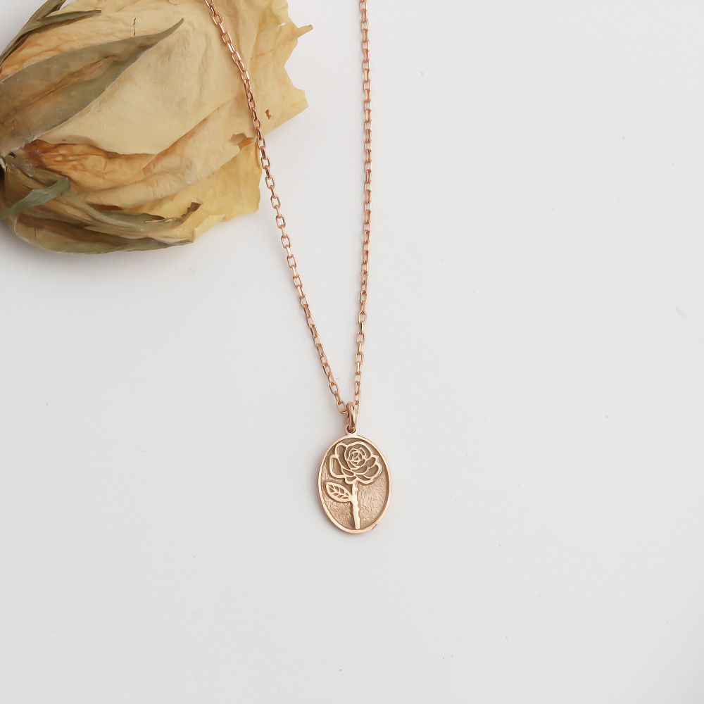 Glorria 925k Sterling Silver Personalized Birth Flower Necklace