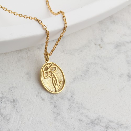 Glorria 925k Sterling Silver Personalized Birth Flower Necklace