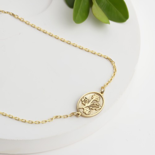 Glorria 925k Sterling Silver Personalized Birth Flower Bracelet