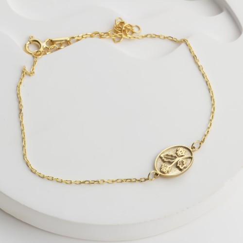 Glorria 925k Sterling Silver Personalized Birth Flower Bracelet