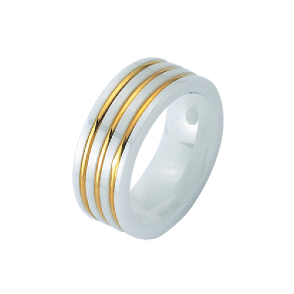 Glorria 14k Solid Gold Ceramic Wedding Ring