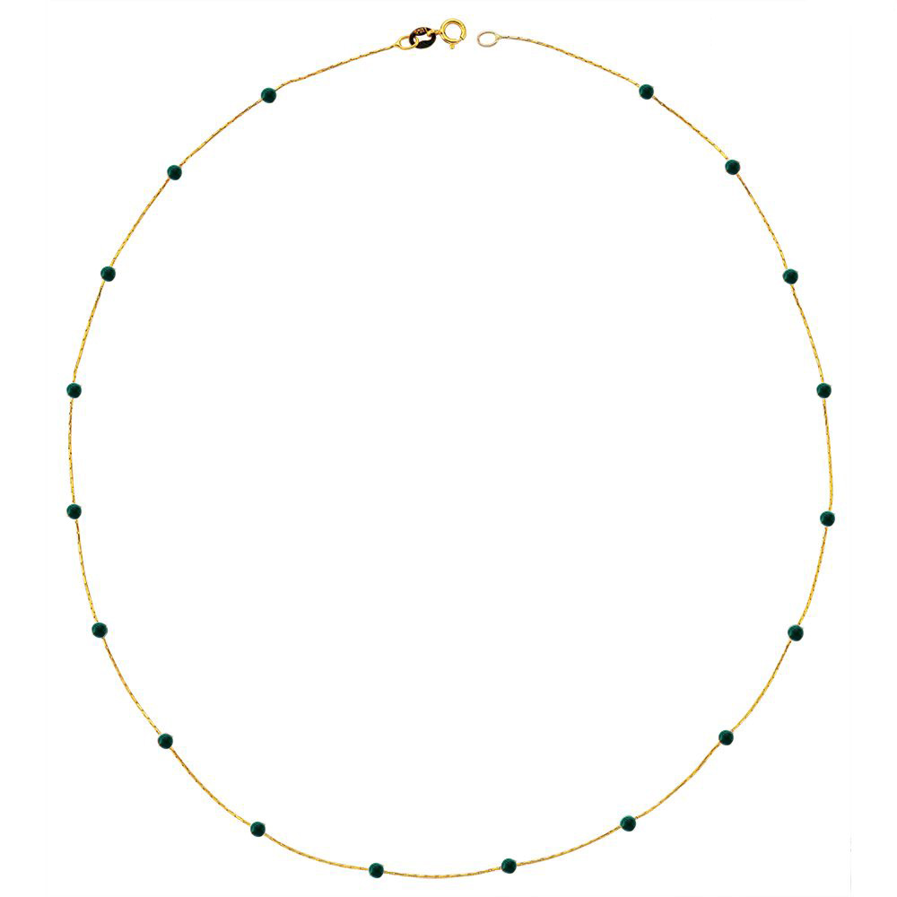 Glorria 14k Solid Gold Jade Pave Row Necklace