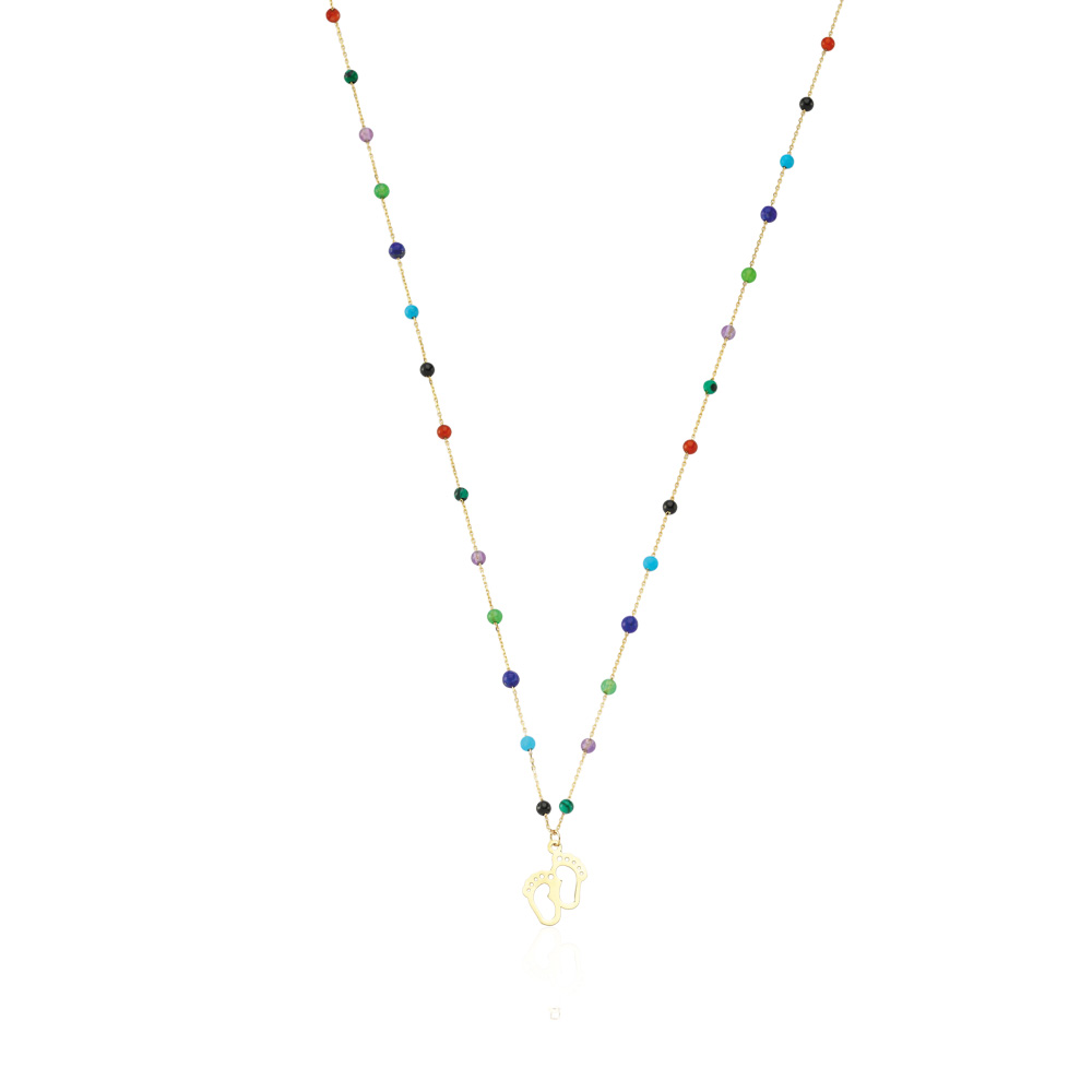 Glorria 14k Solid Gold Row Pave Foot Necklace Glorria 14k Solid Gold Row Pave Foot Necklace