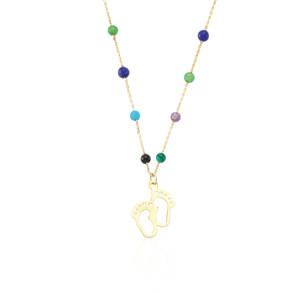 Glorria 14k Solid Gold Row Pave Foot Necklace Glorria 14k Solid Gold Row Pave Foot Necklace
