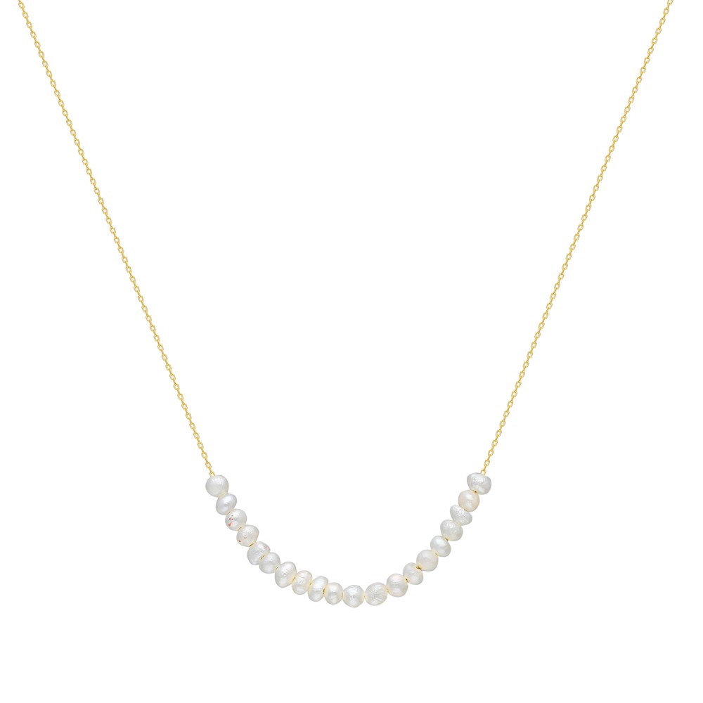 Glorria 14k Solid Gold Pearl Row Necklace