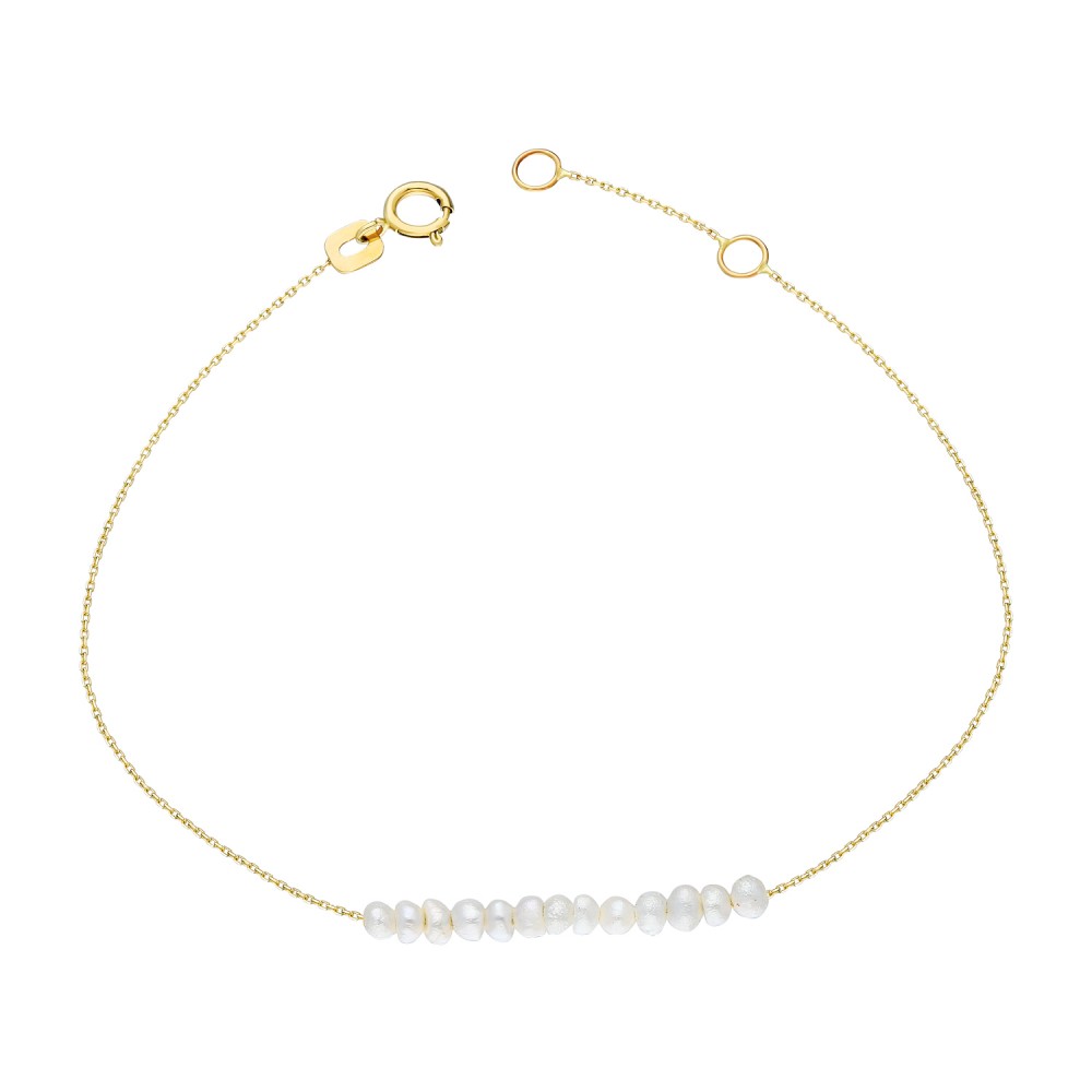 Glorria 14k Solid Gold Pearl Row Bracelet