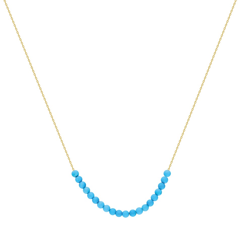 Glorria 14k Solid Gold Turquoise Stone Necklace