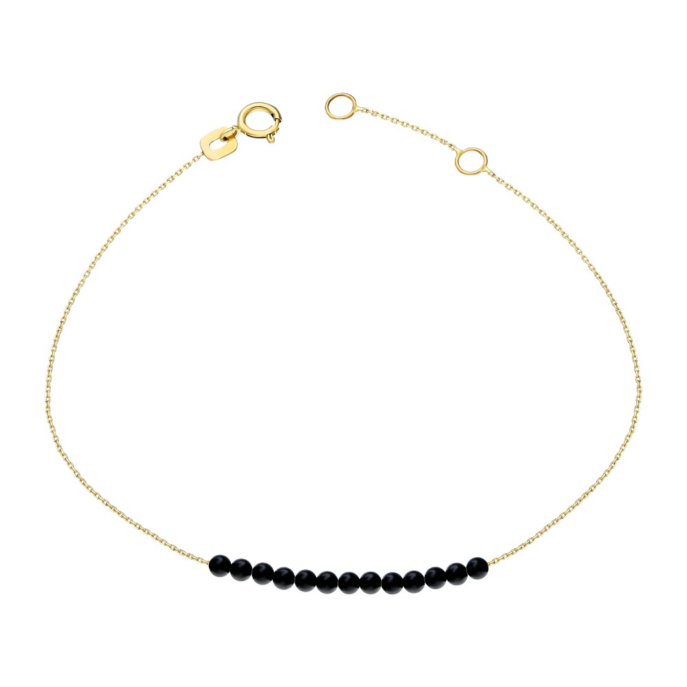 Glorria 14k Solid Gold Onyx Stone Bracelet