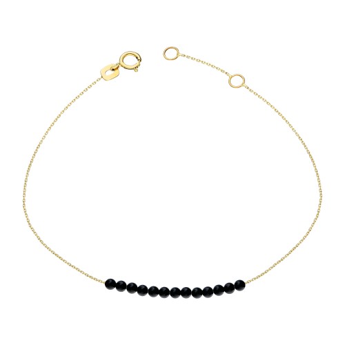Glorria 14k Solid Gold Onyx Stone Bracelet