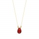 Glorria 14k Solid Gold Dorika Red Drop Necklace