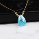 Glorria 14k Solid Gold Dorika Blue Drop Necklace