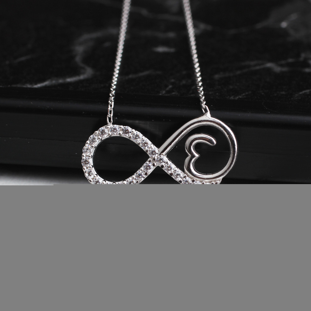 Glorria 925k Sterling Silver Heart Infinity Necklace