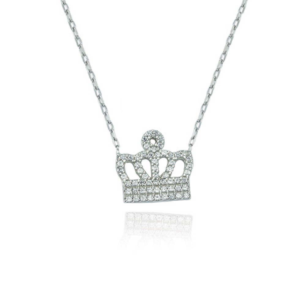 Glorria 925k Sterling Silver Crown Necklace