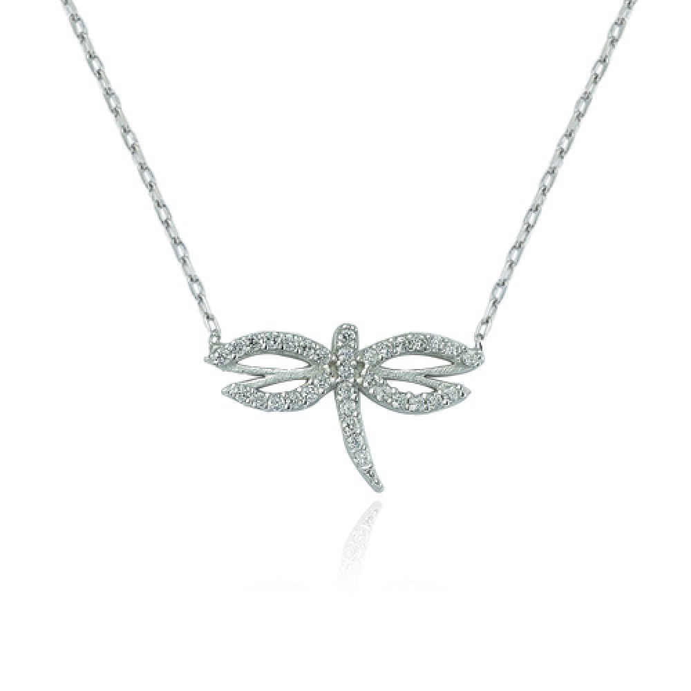 Glorria 925k Sterling Silver Dragonfly Necklace