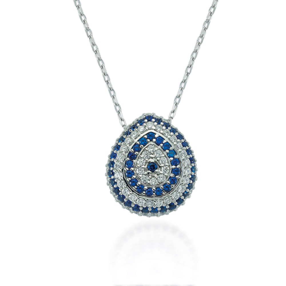 Glorria 925k Sterling Silver Evil Eye Bead Necklace