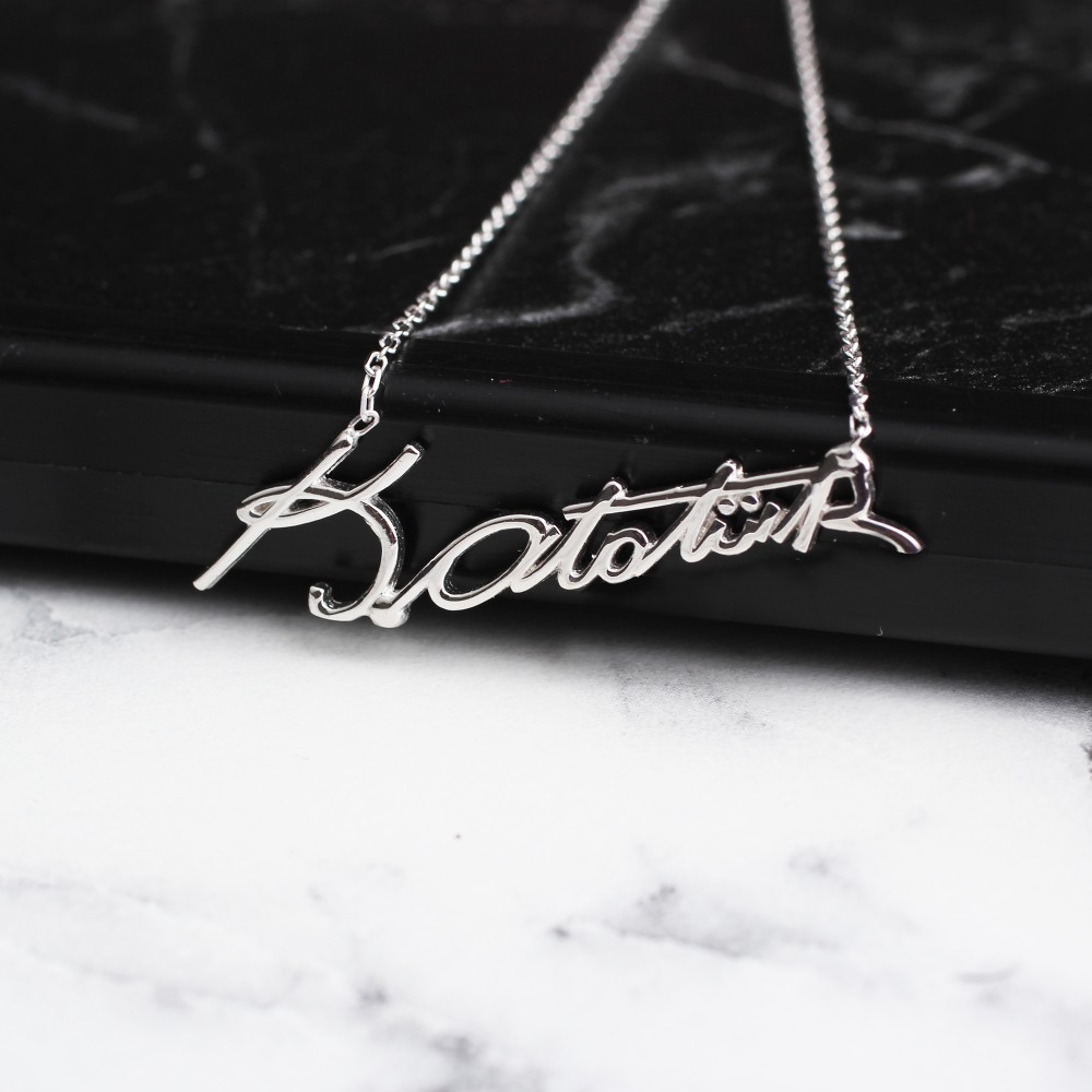 Glorria 925k Sterling Silver Atatürk Signature Necklace