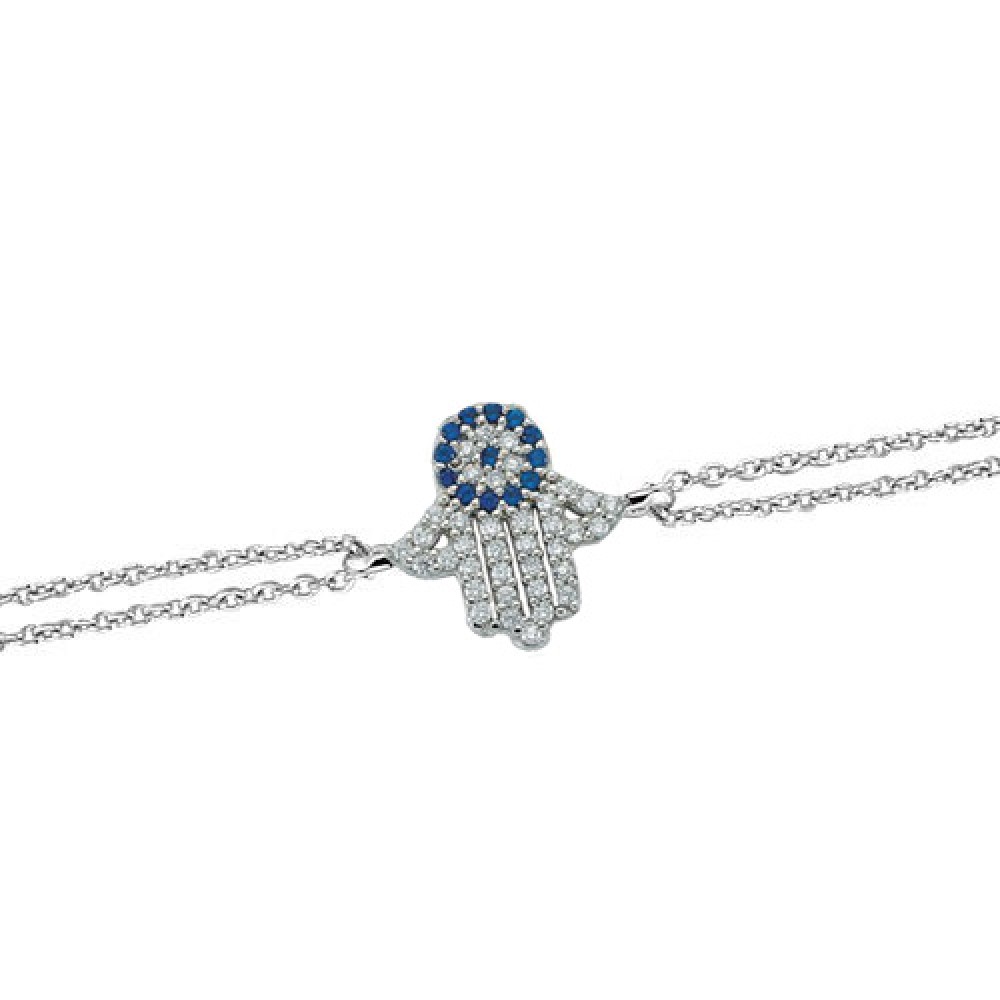 Glorria 925k Sterling Silver Hamsa Hands Bracelet Glorria 925k Sterling Silver Hamsa Hands Bracelet
