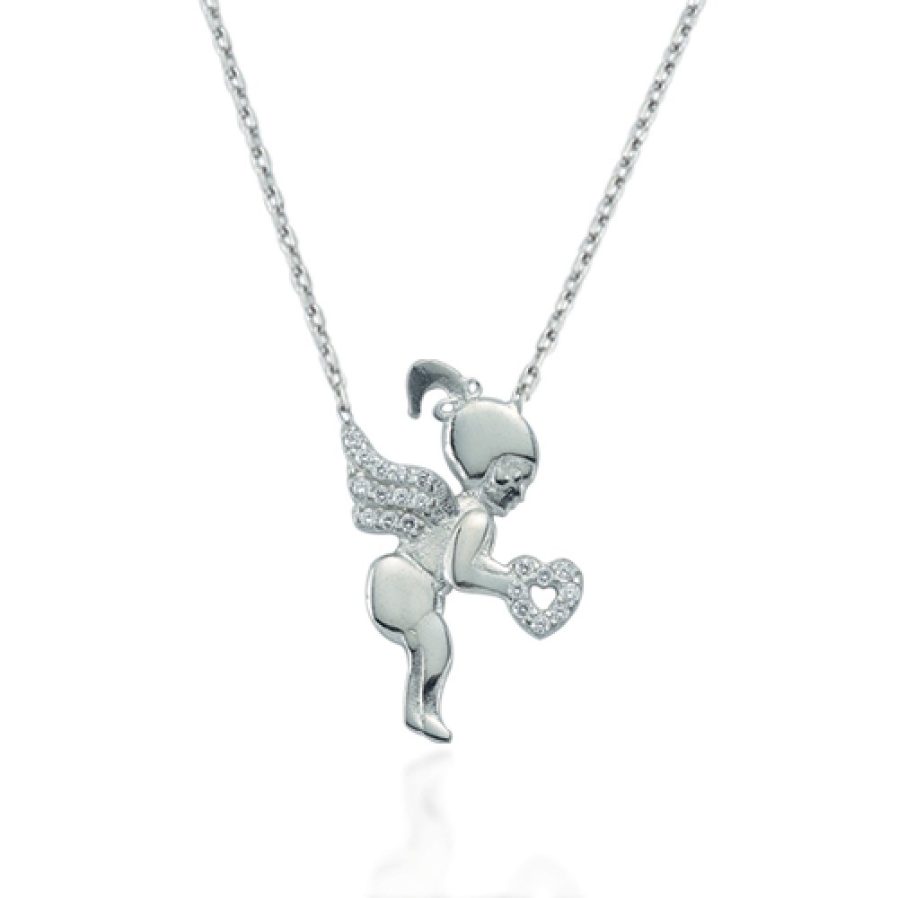 Glorria 925k Sterling Silver Angel Necklace