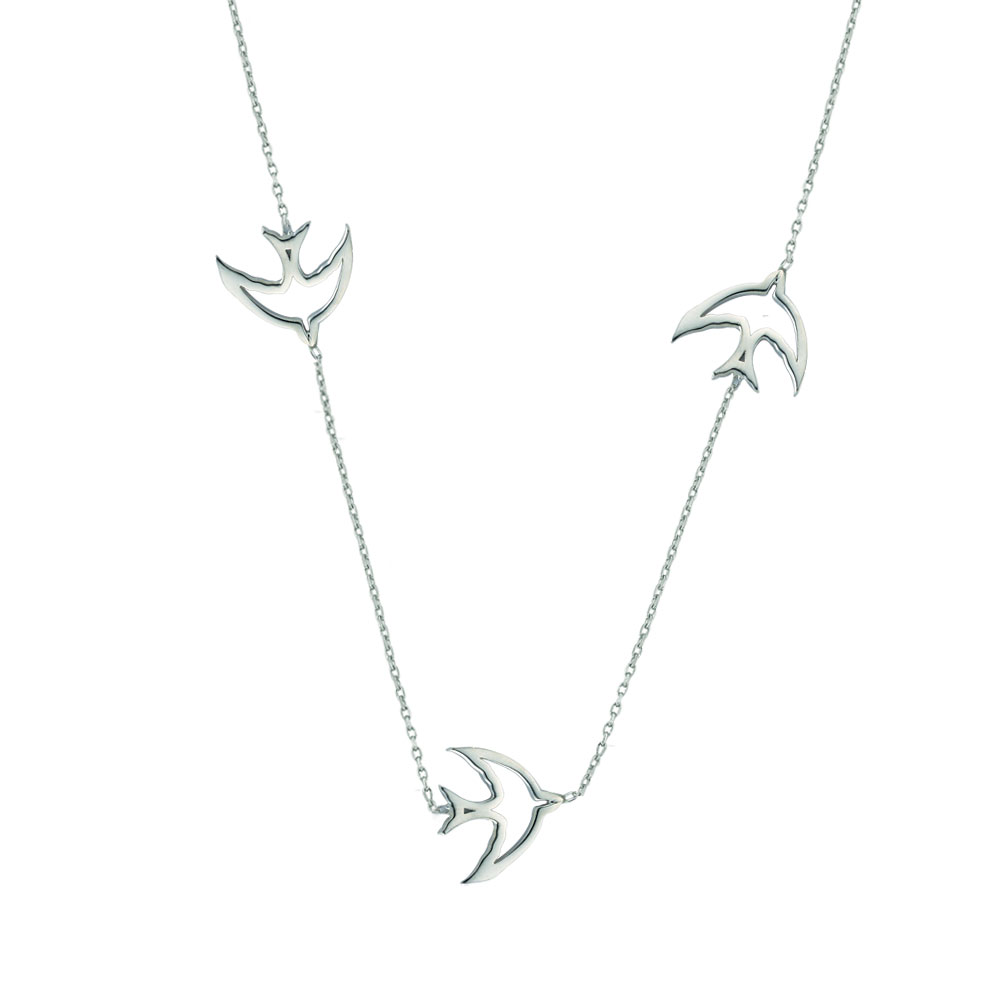 Glorria 925k Sterling Silver Bird Necklace