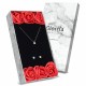 Glorria 925k Sterling Silver Solitaire Necklace, Earrings, Flower Gift Set
