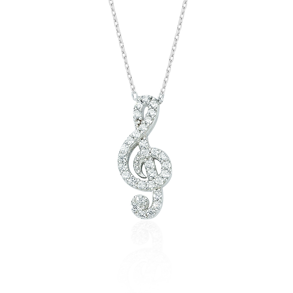 Glorria 925k Sterling Silver Treble Clef Necklace Glorria 925k Sterling Silver Treble Clef Necklace