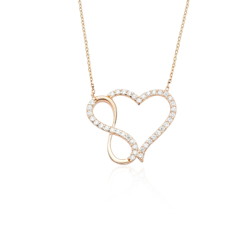 Glorria 925k Sterling Silver Heart Infinity Necklace - GIFT SET