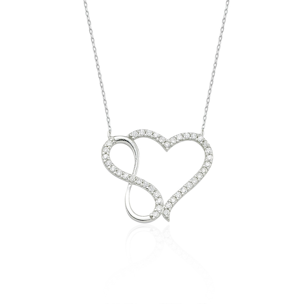 Glorria 925k Sterling Silver Infinity Heart Necklace