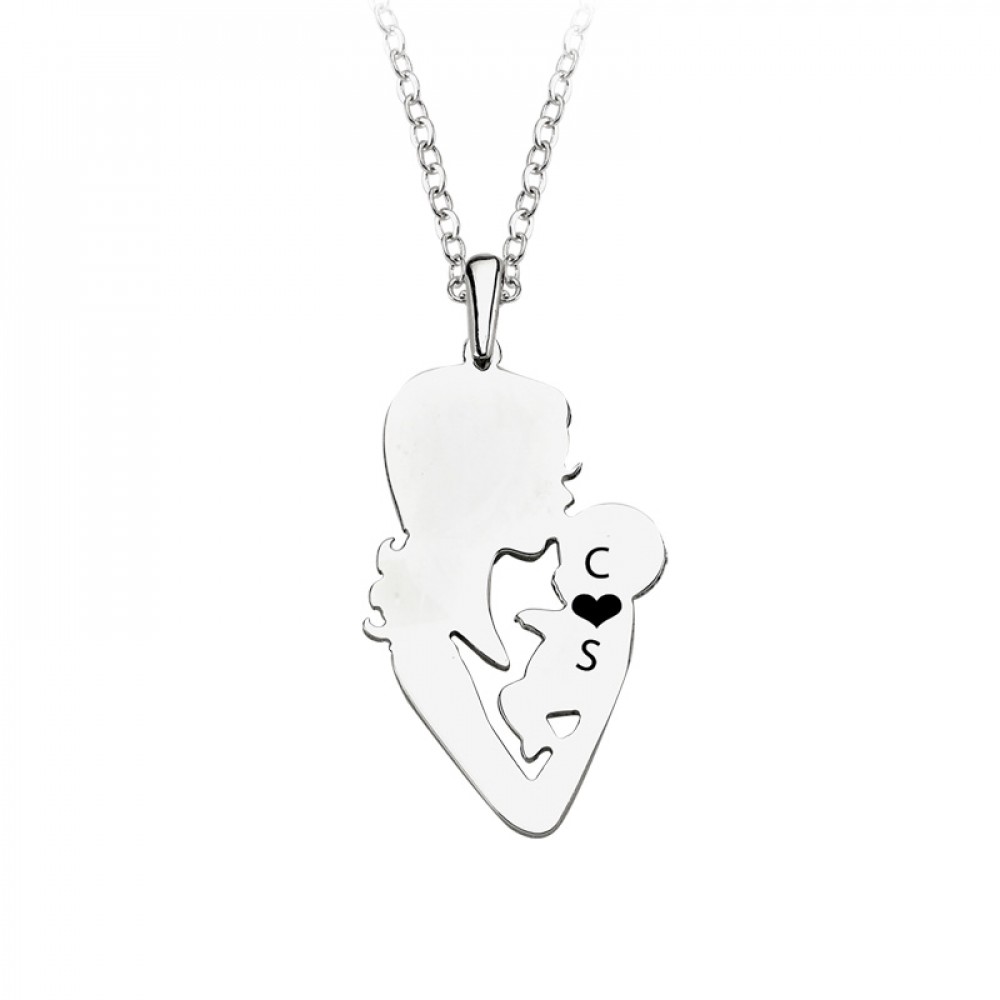 Glorria 925k Sterling Silver Mother Baby Necklace
