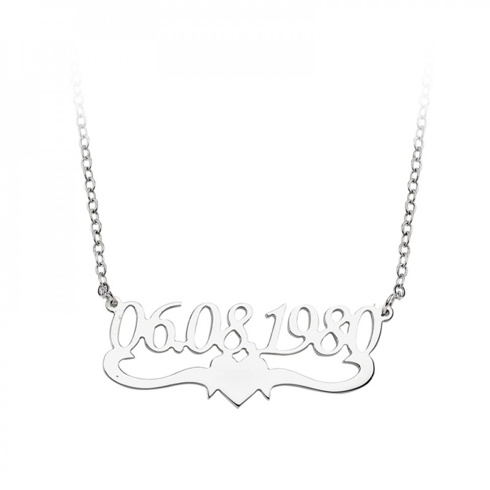 Glorria 925k Sterling Silver Date Necklace