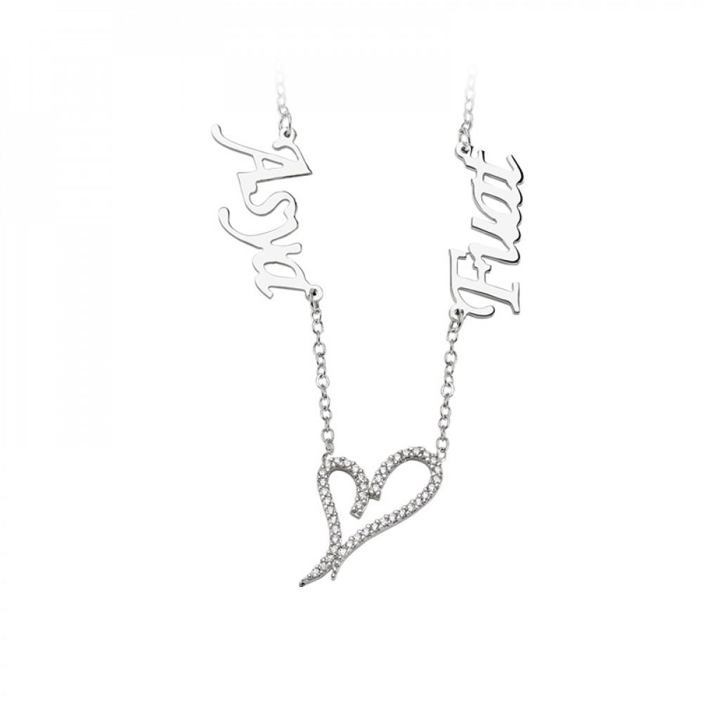 Glorria 925k Sterling Silver Name-Heart Necklace