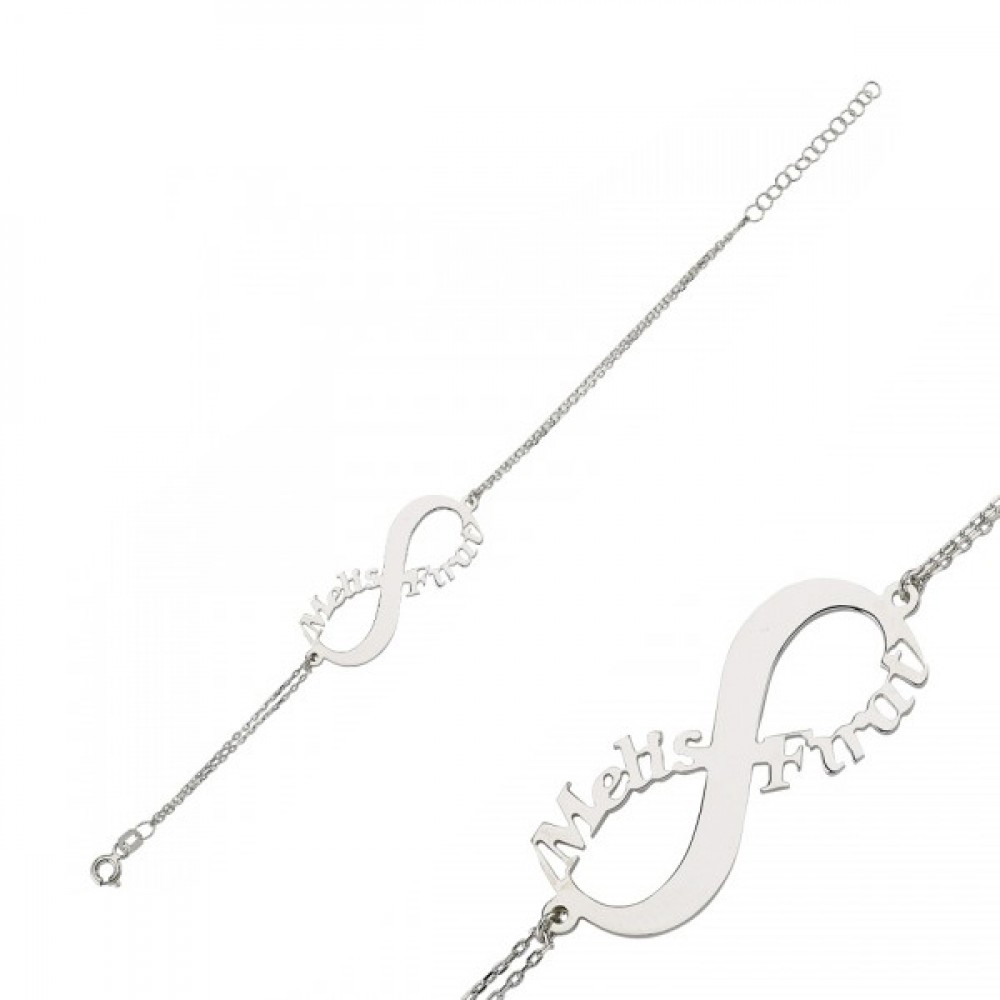 Glorria 925k Sterling Silver Personalized Infinity Name Bracelet