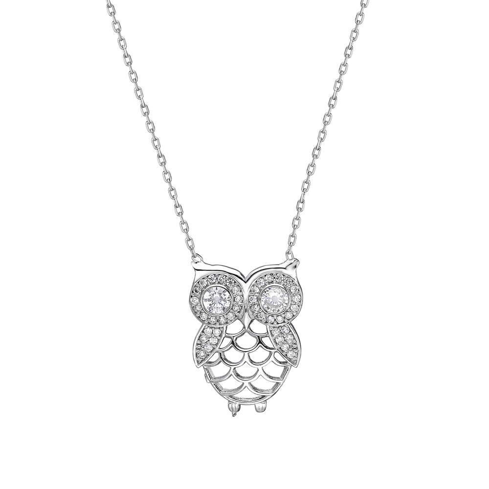 Glorria 925k Sterling Silver Owl Necklace