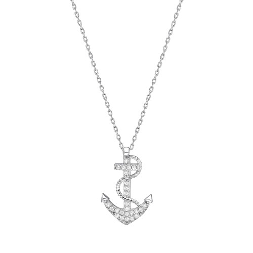 Glorria 925k Sterling Silver Anchor Necklace