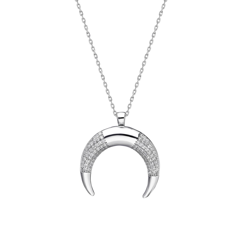 Glorria 925k Sterling Silver Crescent Necklace