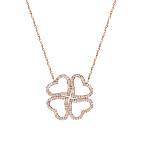 Glorria 925k Sterling Silver Heart Clover Necklace Glorria 925k Sterling Silver Heart Clover Necklace