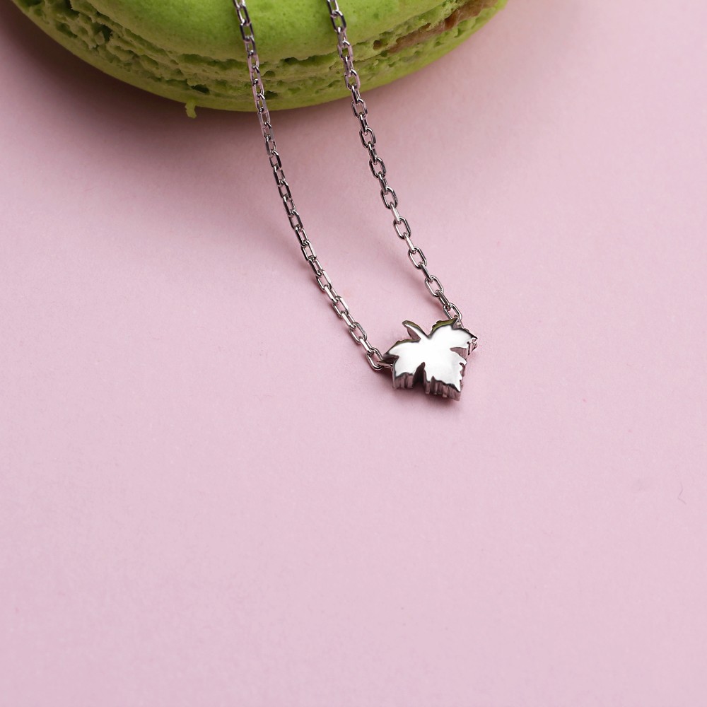 Glorria 925k Sterling Silver Leaf Necklace