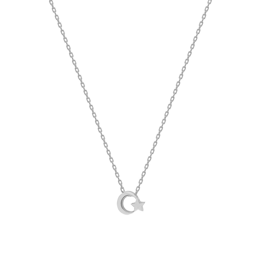 Glorria 925k Sterling Silver Star and Crescent Necklace
