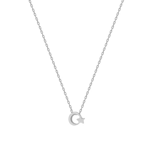 Glorria 925k Sterling Silver Star and Crescent Necklace Glorria 925k Sterling Silver Star and Crescent Necklace