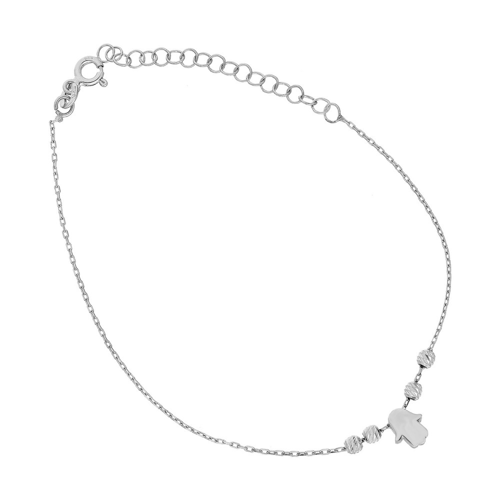 Glorria 925k Sterling Silver Hamsa Hands Anklet