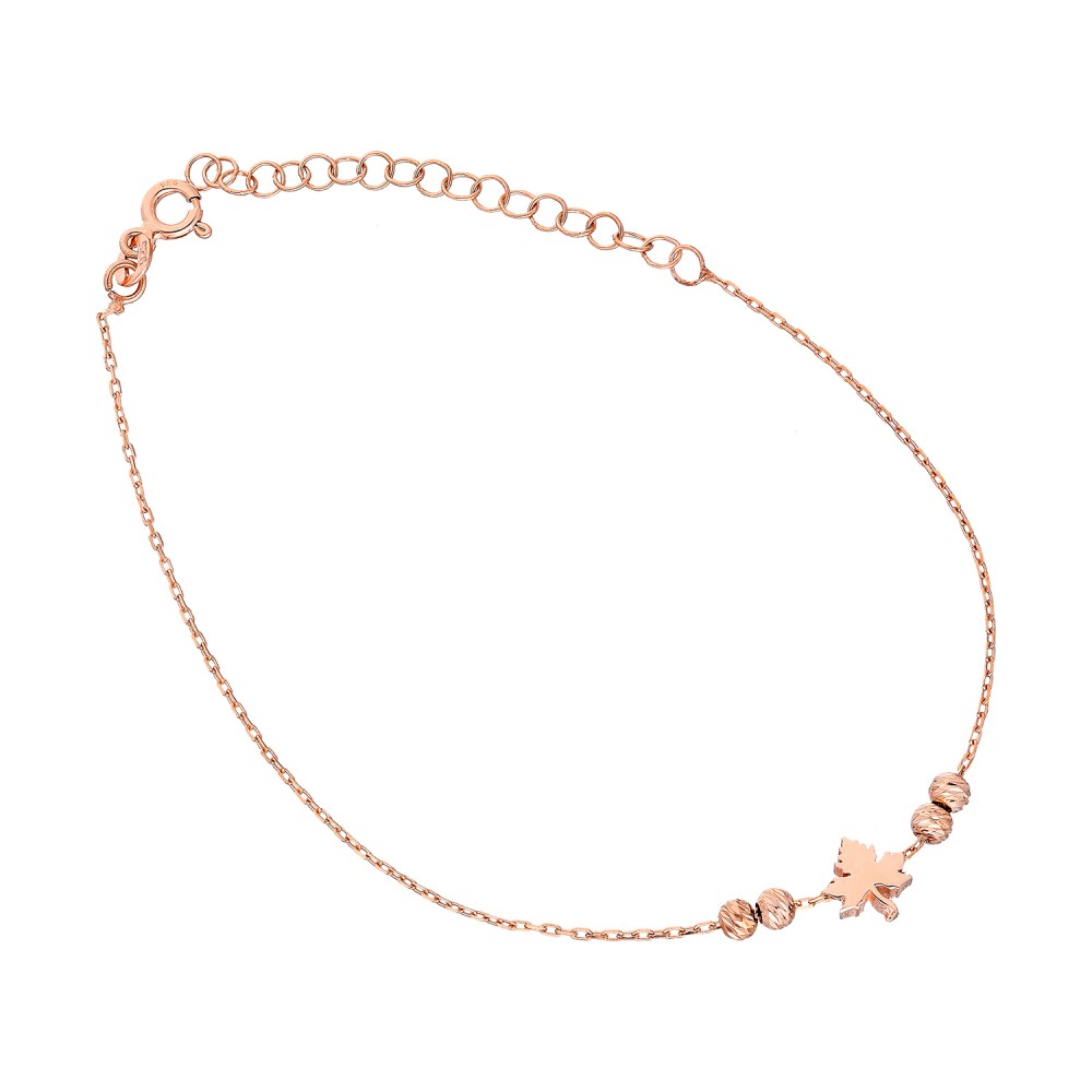 Glorria 925k Sterling Silver Leaf Anklet