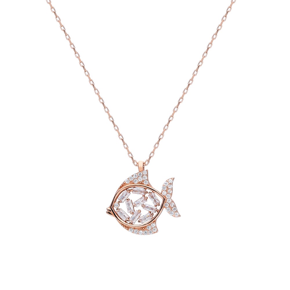 Glorria 925k Sterling Silver Fish Necklace