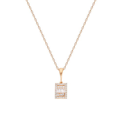 Glorria 925k Sterling Silver Baget Pave Necklace Glorria 925k Sterling Silver Baget Pave Necklace