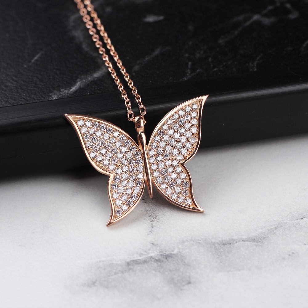 Glorria 925k Sterling Silver Butterfly Necklace