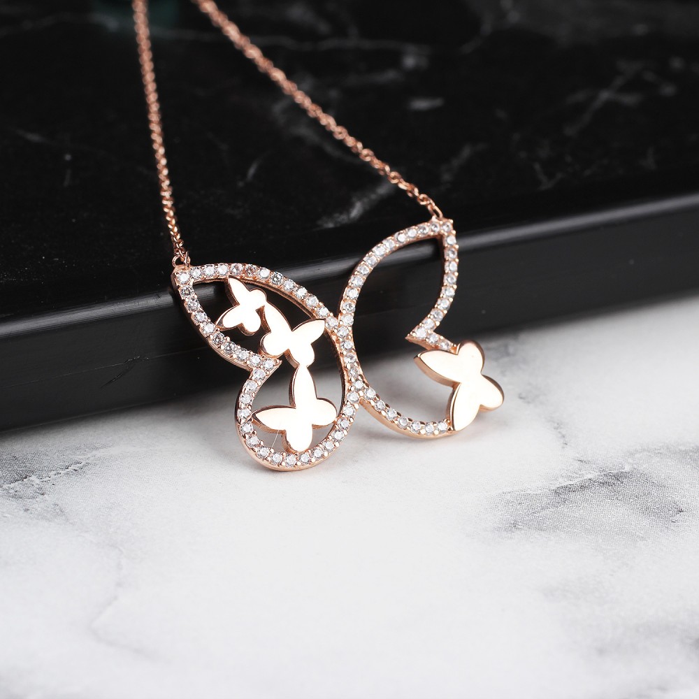 Glorria 925k Sterling Silver Butterfly Necklace