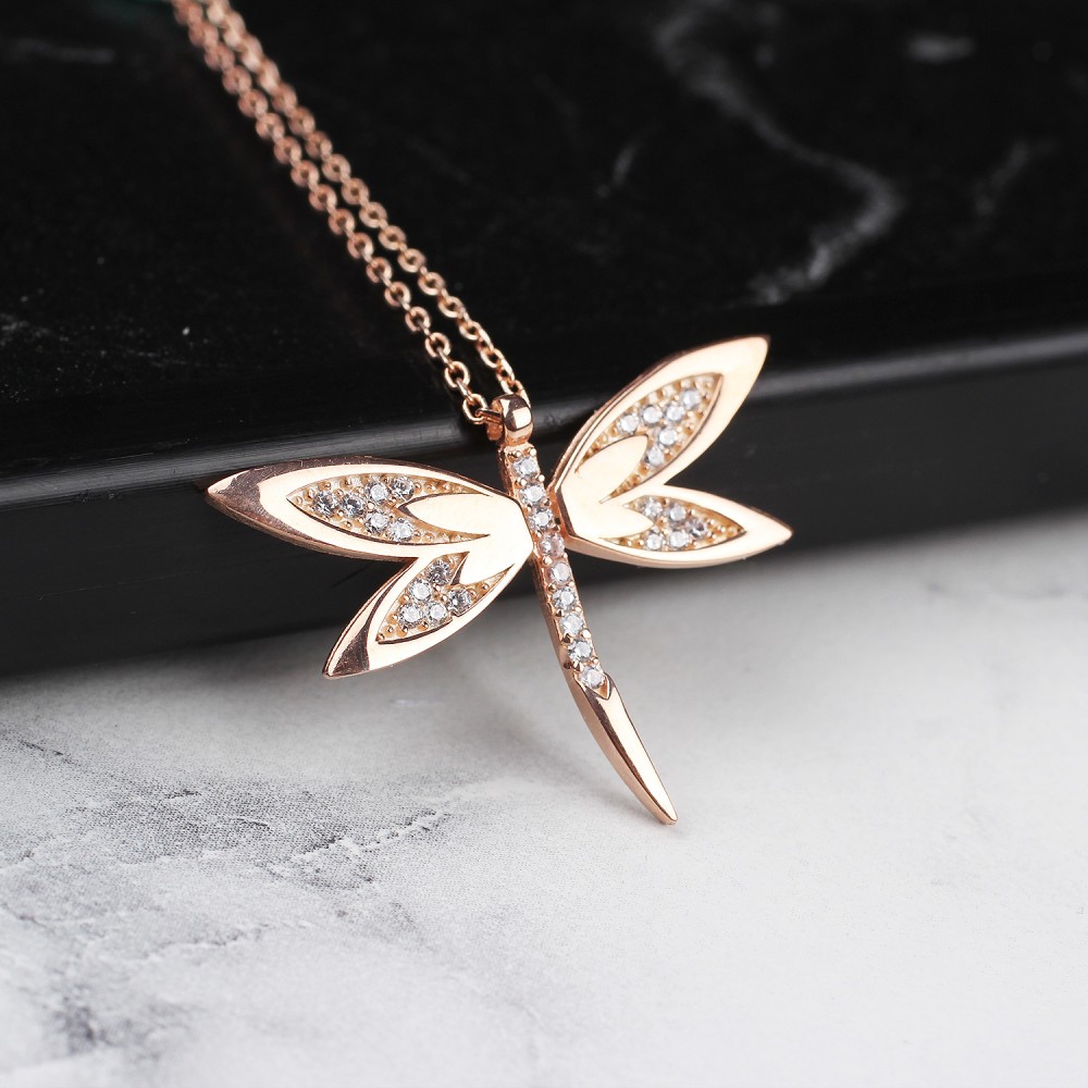 Glorria 925k Sterling Silver Dragonfly Necklace