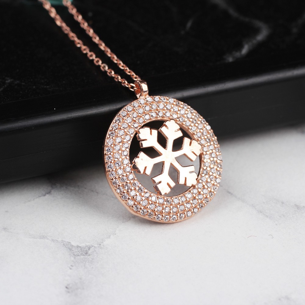 Glorria 925k Sterling Silver Snowflake Necklace