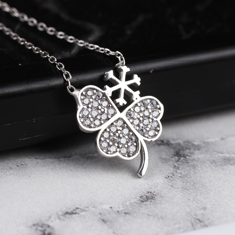 Glorria 925k Sterling Silver Kar Taneli Clover Necklace