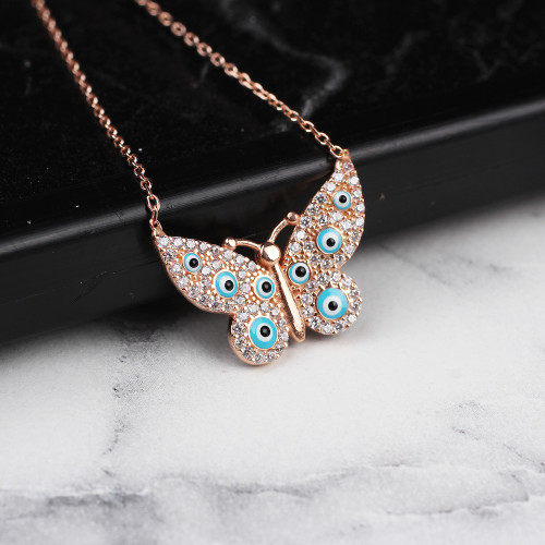 Glorria 925k Sterling Silver Colored Butterfly Necklace Glorria 925k Sterling Silver Colored Butterfly Necklace